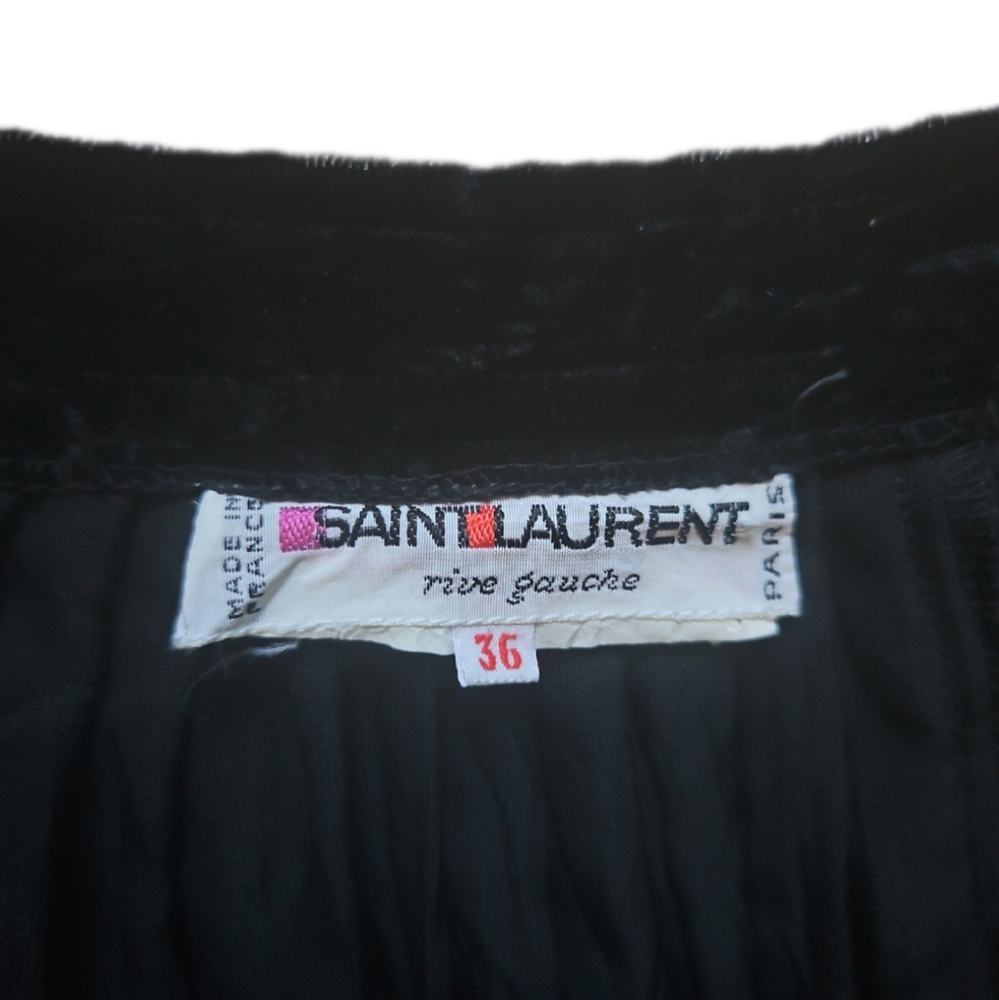 SAINT LAURENT RIVE GAUCHE | Vintage 1970's Black Velvet Midi Length Skirt ~FR 36 - Picture 6 of 6